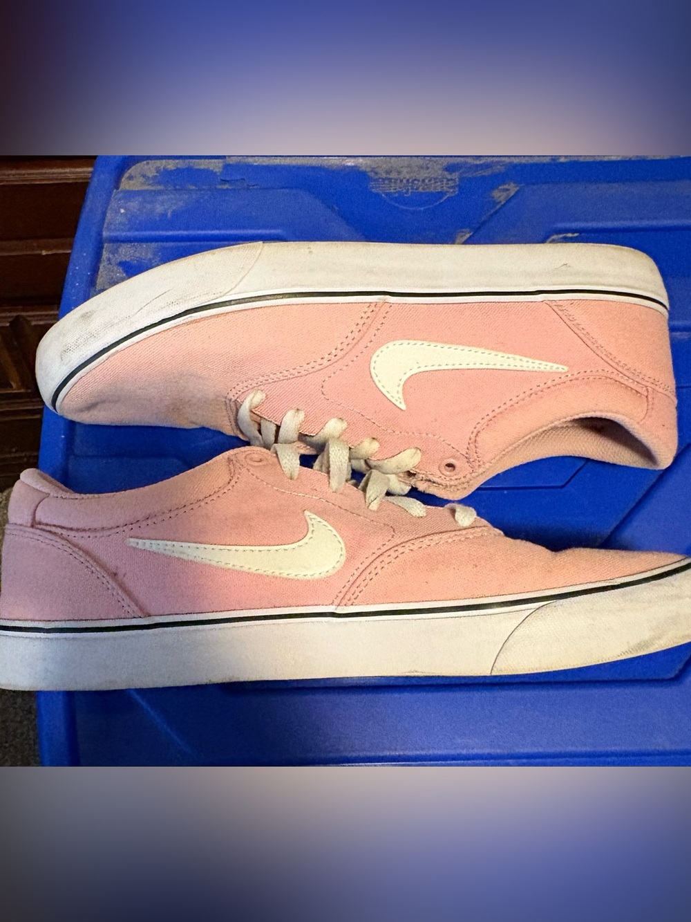 Nike Pink and White Low-Top Sneakers